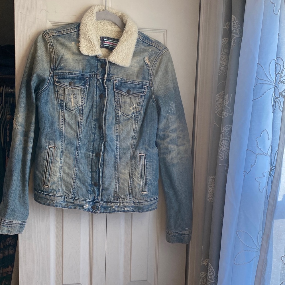 Polo by Ralph Lauren Blue Jean Jacket with Cream Collar M